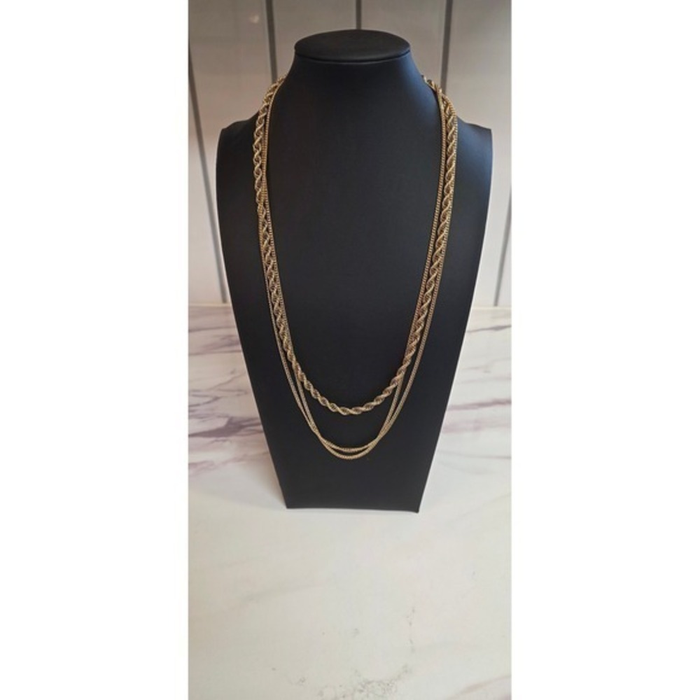 Vintage Monet Gold Tone Double Chain Rope Necklace 54in Wrap Around Triple